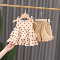 Baby girl summer suit 1 year old childrens clothes girls summer clothes foreign style baby two-piece set thin section 3 baby summer clothes