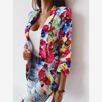 Spring European and American Style, Feminine, Work-Appropriate, Large Floral Print, Stylish Long-Sleeved Short Jacket, Versatile Cardigan, Trendy
