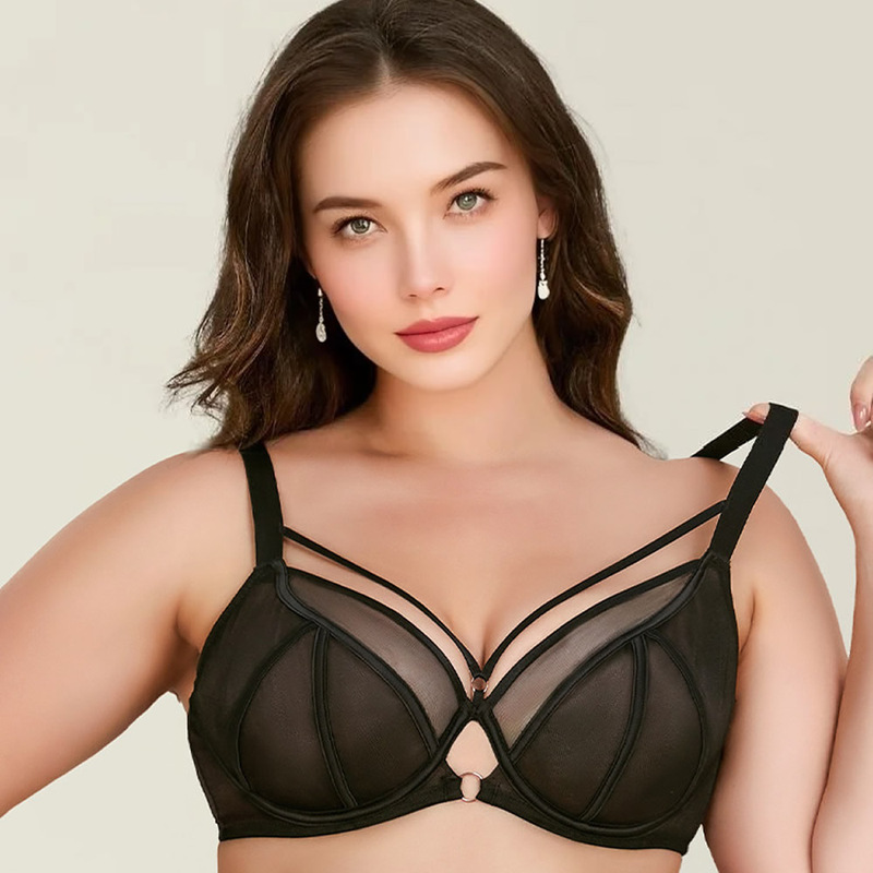 Ultra-Thin Lace Transparent Bra, Large Cup, Large Bust Underwear with Underwire, Makes Large Busts Appear Smaller, 75G80F95F90E85Gf