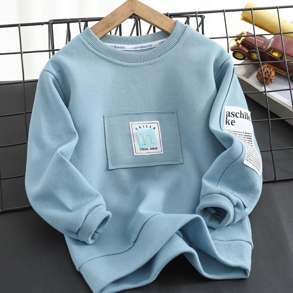 Children Long sleeves thick cotton T spring autumn 2021 new boy Han version loose blouses CUHK Tong Chauga suede Long sleeves T-shirt