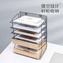 Document rack Iron multi-layer folder storage box Office desktop stationery data storage rack File data rack Office supplies Student bookshelf Simple desk book file frame