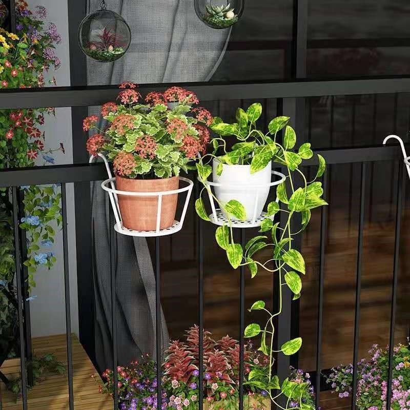 Iron flower frame accessories balcony floral frame household window counter hanging flower pot hanging railing, meat green rot shelf