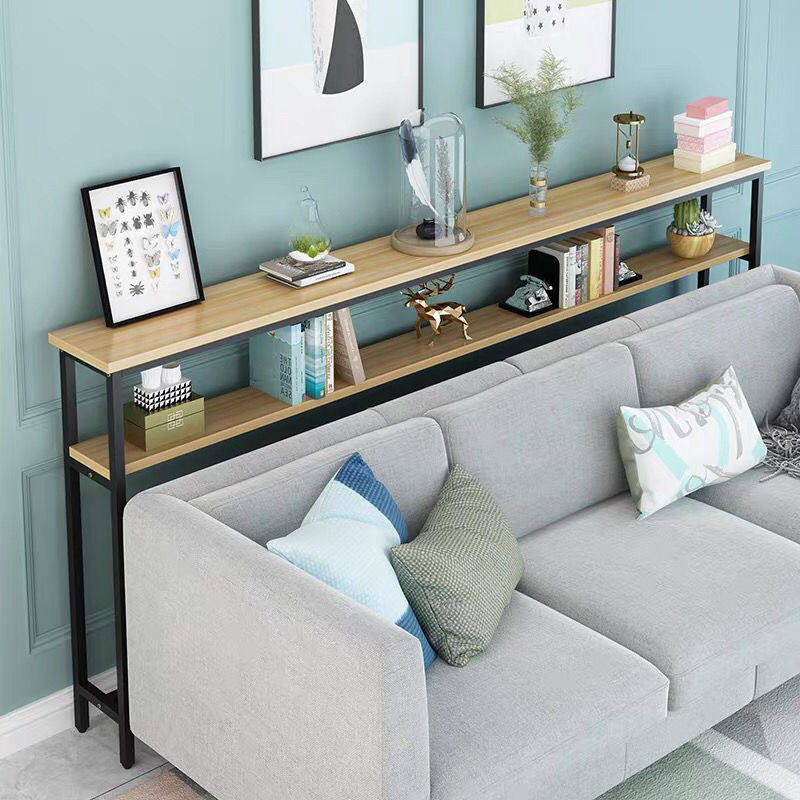 Living-room sofa rear shelving strip rack leaning against wall minimalist modern multilayer bedside bed tail containing Xuanguan narrow shelf