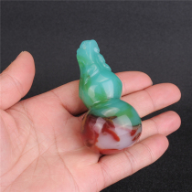 Jade Fingyuan Jade Jade handle Xinjiang Hetian mutton Gobi Jade red and white jade gourd piece Fu Shou Ruyi