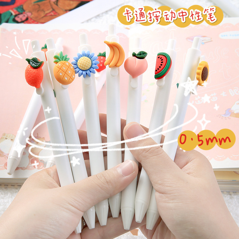 Cartoon Net red press neutral pen cute in press signature pen student stationery press neutral pen pumps with girl heart to simply 0 5mm black bullet pen pen