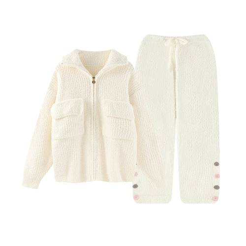 Демисезонная зимняя удерживающая тепло пижама, коралловый бархатный комплект, свободный крой