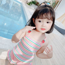 2022 Girl Harnesses Suit Summer Dress New Baby Girl Net Red Ocean Air Color Bar Vest Shorts Two Pieces