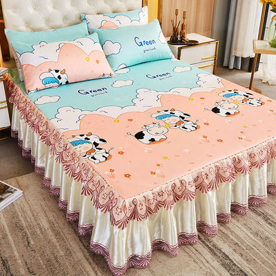 夏季凉席冰丝席床裙款三件套1.8m床1.5可机洗双人席子2x2.2米0.9m