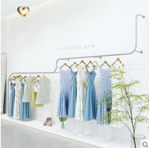 Clothing display rack new stainless steel upper wall landing frame display shelf hanging clothes bar womens clothing store rack clothing rack