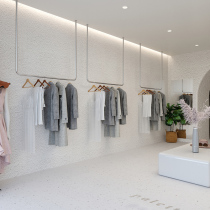 Womens ceiling hanging pole clothes shelf Wall Wall Wall clothing store display rack stainless steel brushed silver hanger