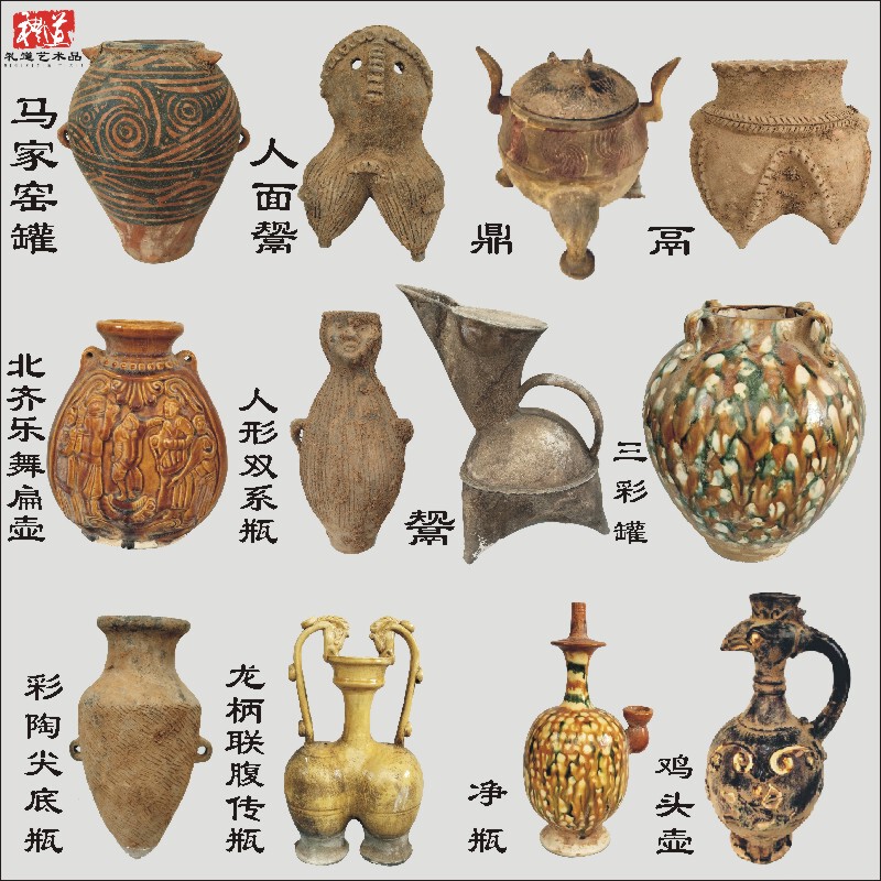 Antique-Style Ceramic Wine Vessels, Clay Pots, Clay Bottles, Pottery, Tang and Song Dynasty Black Pottery, Colored Pottery, Bronze Ware, Distressed Tang Sancai, Ancient Pottery Vases, Decorative Pieces