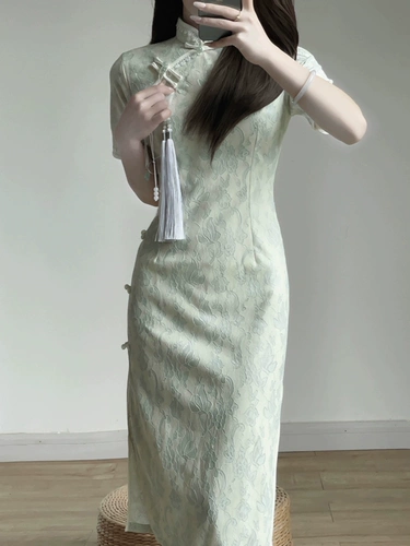 Летнее ципао, легкое длинное платье, юбка, китайский стиль, 2025 года, светлый стиль