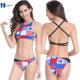 2018 mới chia tay áo tắm nữ ngực nhỏ thu thập hoa văn trở lại gợi cảm bikini ba điểm bikini áo tắm áo bơi cho người béo