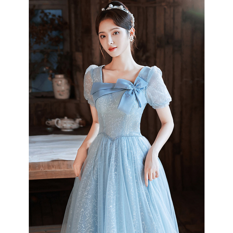 Blue Evening Dress 2026 New Style High-End French Style Elegant Host 18-Year-Old Coming-Of-Age Ceremony Student Vocal Performance