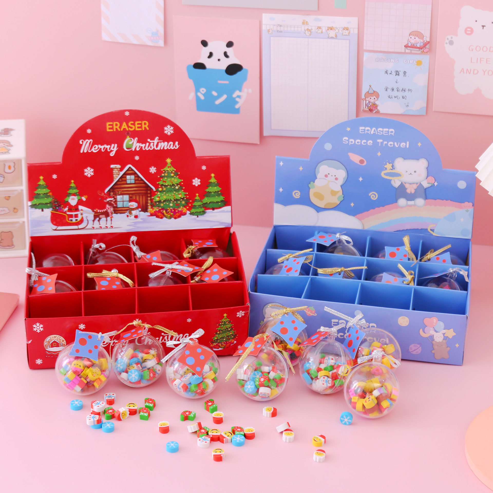 Creative Christmas Ball Eraser Stationery Set Kindergarten Small Gifts Student Children's Prizes School Gift T