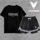 Junior high school sports student training uniform quick-drying short-sleeved shorts suit fake two-piece knee-length three-point shorts sports suit