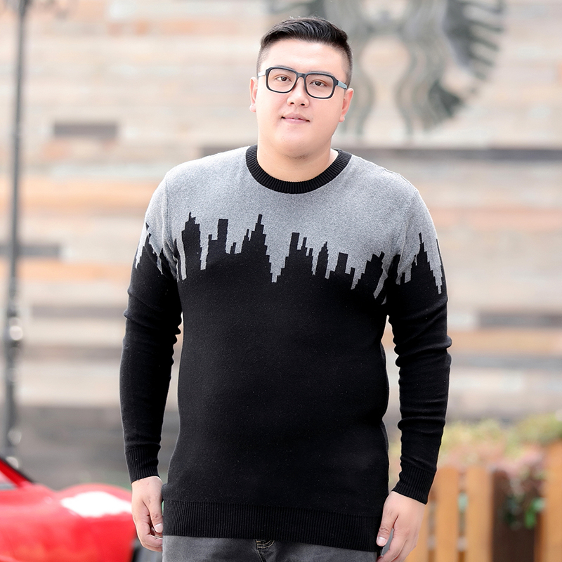 Chất béo mùa đông quần áo bông lỏng thường lớn sân knitsweater chàng béo đầu tăng chất béo áo len nam nhấn triều Sidon đáy