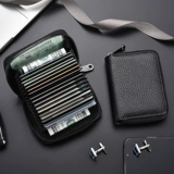 Кожаный антимагнитный маленький картхолдер, ультратонкие вместительные и большые карточки, анти-кража