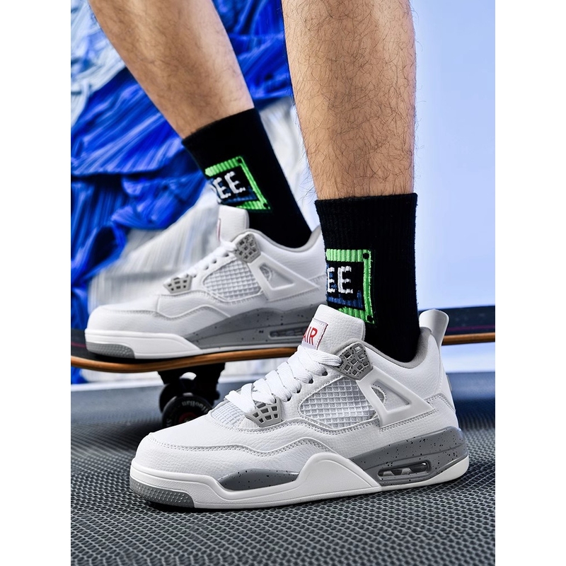 White Cement Men's Shoes, White Oreo Air-Cushioned Basketball Shoes, Gray Rabbit Midnight Blue Female Student Sneakers