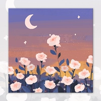 Розовая роза под луной