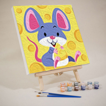 diy digital oil painting little mouse childrens oil painting color filling small size healing hand painting painting color filling