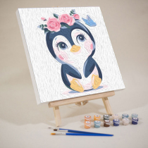 diy digital oil color painting little penguin children oil painting color small size healing hand painting painting color filling