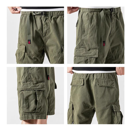 LEECKEAN夏季新款男士工装短裤男宽松直筒潮牌百搭休闲中裤五分裤