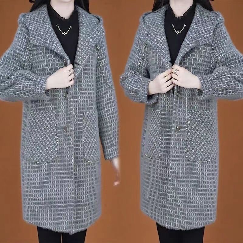 Plaid Coat for Women, 2025 Autumn and Winter New Style, Fleece-Lined, Thickened, Slimming, Concealing, High-End Fashion Woolen Coat for Women Plaid Coat for Women, 2025 Autumn and Winter New Style, Fleece-Lined, Thickened, Slimming, Concealing, High-End Fashion Woolen Coat for Women