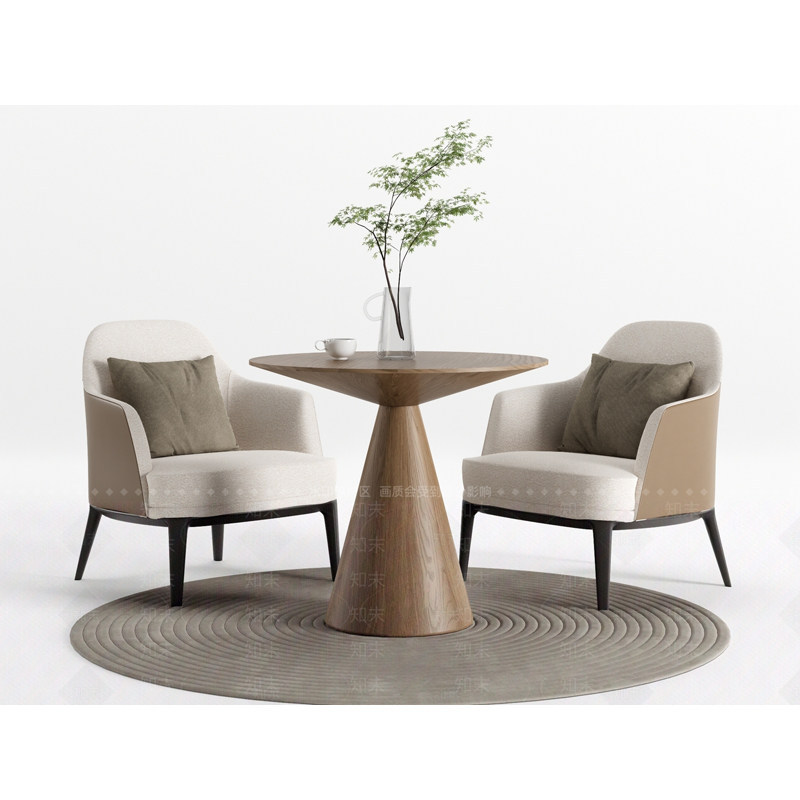 Sales Office Negotiation Table and Chair Set, Simple Modern New Chinese Style Solid Wood Reception Chair, Leisure Sofa Chair Three-Piece Set