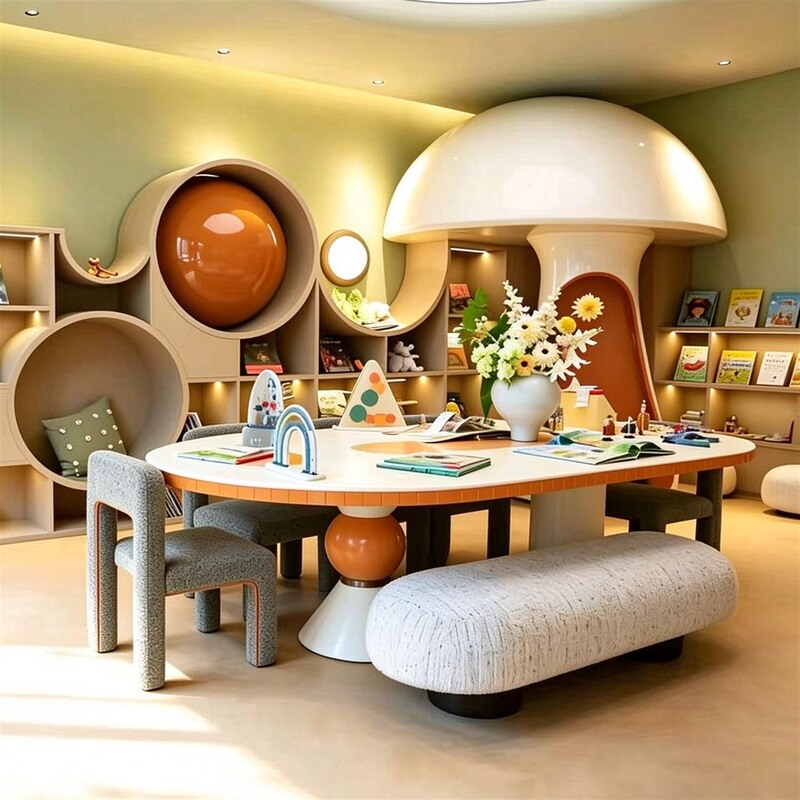 Modern Minimalist Children's Table for Sales Office, Oval Solid Wood Study Table, Multifunctional Desk, Reading Table, Loft-Style Modern Minimalist Children's Table for Sales Office, Oval Solid Wood Study Table, Multifunctional Desk, Reading Table, Loft-Style