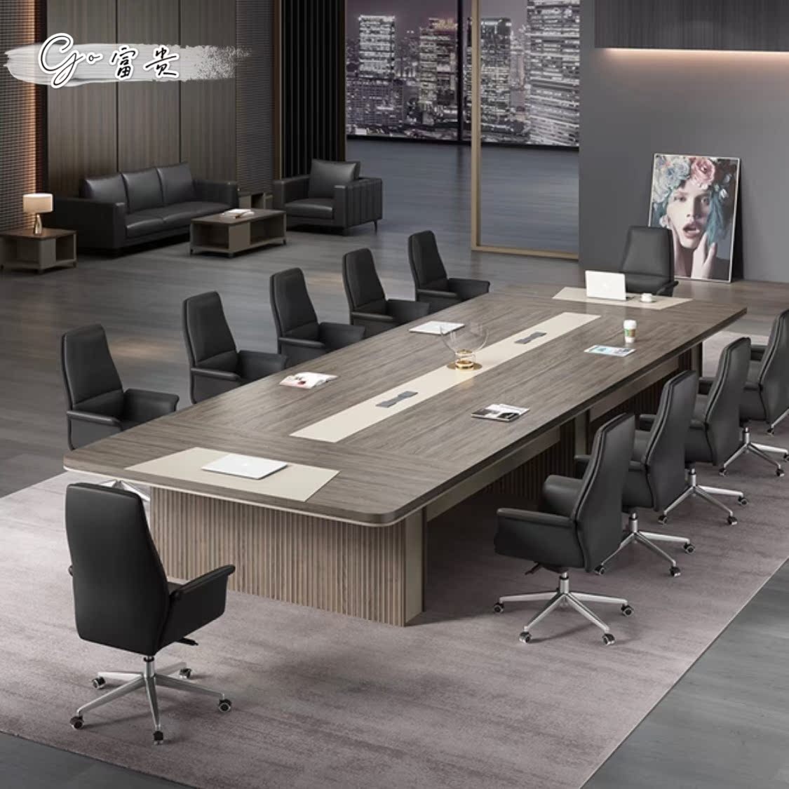 Solid wood meeting in talks for long table spot minimalist rectangular staff table and chairs composition office bar bench