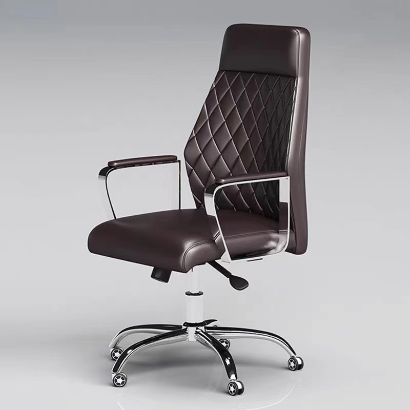 Boss Swivel Chair High Back Comfort Leather Face President Office Large Class Chair Brief Brown Coffee Color Office Chair Spot