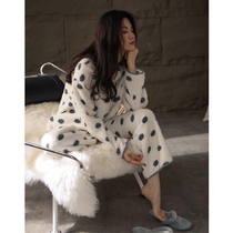 Coral Suede Pajamas Woman Autumn Winter Polo Dot Cute Plus Suede Thickened Home Clothing Winter Flannel Warm Two Suits