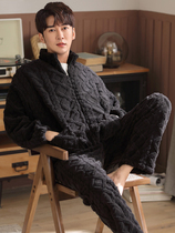 Coral Suede Pajamas Mens Autumn Winter Style Garnter Thickened Mens 2021 New Winter Flannel Suede Suit Suit