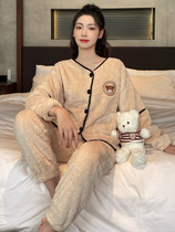 Coral Suede Pajamas Woman Winter Thicken Plus Suede 2021 New Flannel Warm Big Code Sweet home Feminists