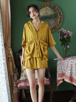 Women's Pajamas 2021 New Summer Ice Silk Thin Outdoor Premium Silk Home Clothing Two-piece Set