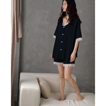 Pajamas womens summer thin cotton short-sleeved home wear womens summer fashion can be worn outside casual two-piece cotton
