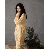 2021 New Sleepwear Womens Spring Autumn Season Pure Cotton Long Sleeve Thin family clothes for autumn and winter can go out for casual suit