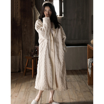 Coral suede Thickened Pyjamas Woman Autumn Winter 2021 New Jacquard Warm Sleeping Clothing Sexy Bathrobe home Feminists