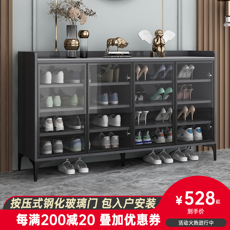 Shoe cabinet home entrance corridor outside the home integrated against the wall porch cabinet balcony storage Italian light luxury slate shoe rack