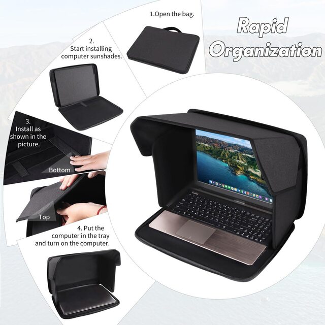 Outdoor Laptop Sunshade Cover Laptop Protective Cover 14inch 16inch Computer Privacy Cover Foldable Portable