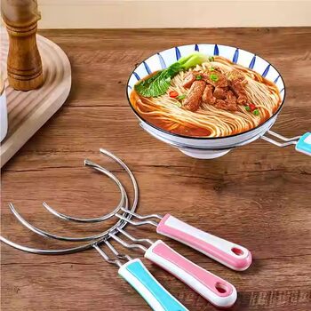 Stainless Steel End Bowl and Fork Multi-Functional Anti-Scalding Bowl Clamp Insulated Bowl Remover Commercial End Plate Casserole End Soup Bowl Tool