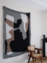 Double-sided abstract tapestry art rug dining rug hanging wall art handwoven sofa rug tapestry