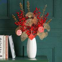 Silver Willow Special Vase ceramic Advanced Sensation Pendulum with light extravagant Fancy Dry Flower flowers Living room Retro flower arrangement Desktop Pendulum