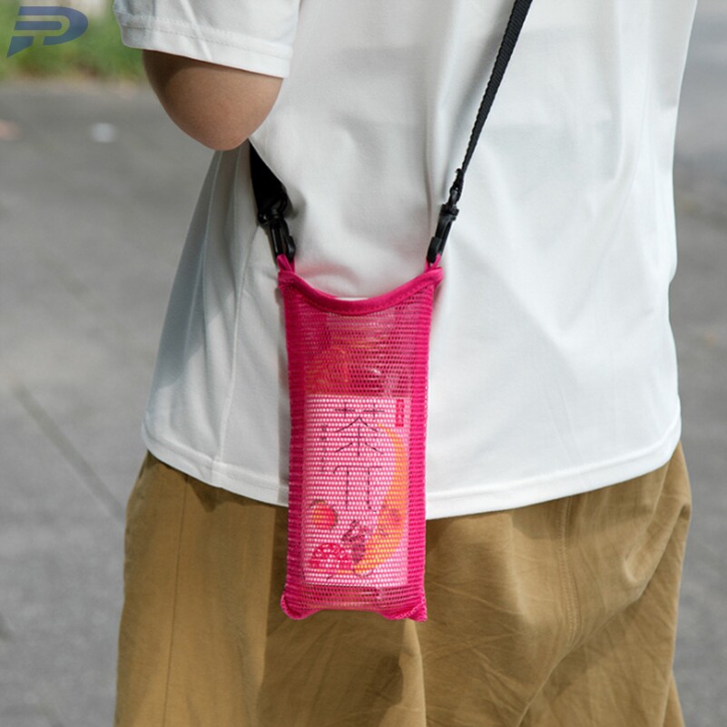 Cup sleeve slanted satchel for men and women children's children's water glasses grid mesh bag holding baby bag water glasses protective sleeve mountaineering travel outdoors