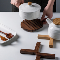 Black walnut solid wood insulation mat Japanese style placemat plate mat Wooden bowl mat Teapot mat Wooden anti-hot pot mat