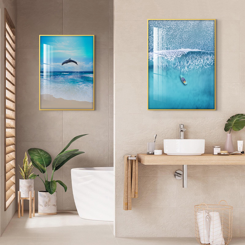 Makeup Room Decoration Painting Free of punch waterproof Nail Free Hotel Bathroom Light Lavish Hang Painting Bathroom Toilet Toilet Living Room Fresco
