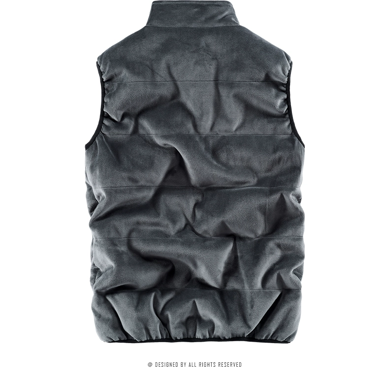 Mùa đông 2018 nhung vàng nam vest đứng cổ rộng kích thước rộng tay áo vest dày ấm áp thể thao cotton