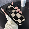 Suitable for Huawei Pura70 Pro Phone Case, Popular Black and White Checkered Mate60 Lambskin P50/40 New Fashion Heart-Shaped Mate50 Creative Internet Celebrity Mate70 Pro Trendy Brand Men's Protective Case