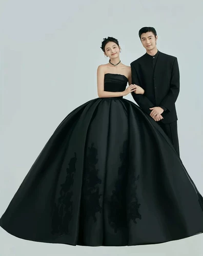 Новый черный атласный топ для фотостудии в стиле ретро, простой хвост, одежда для свадебной фотосъемки в помещении, платье для фотосъемки